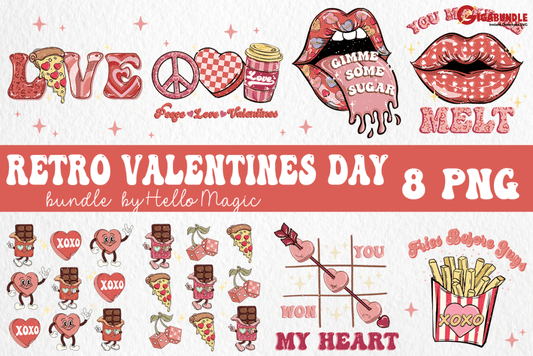 8 Retro Valentine Sublimation Bundle Valentines Day Png Png Be My Funny