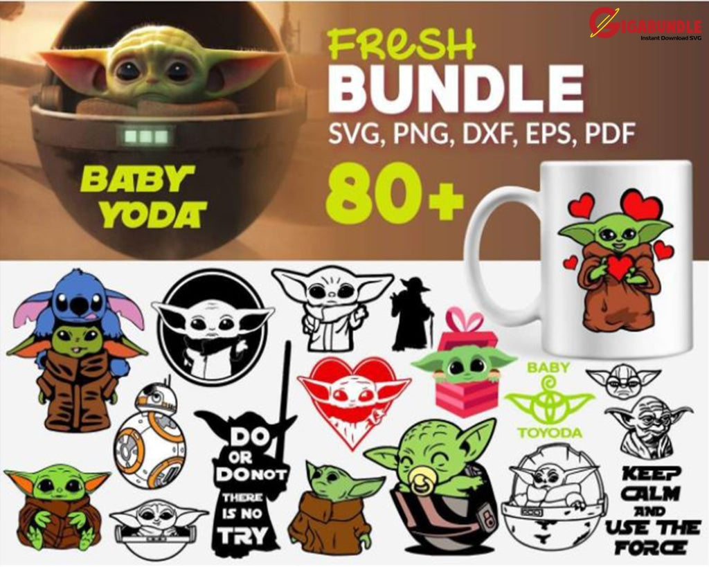 80+ Baby Yoda Bundle Svg Png Dxf Eps