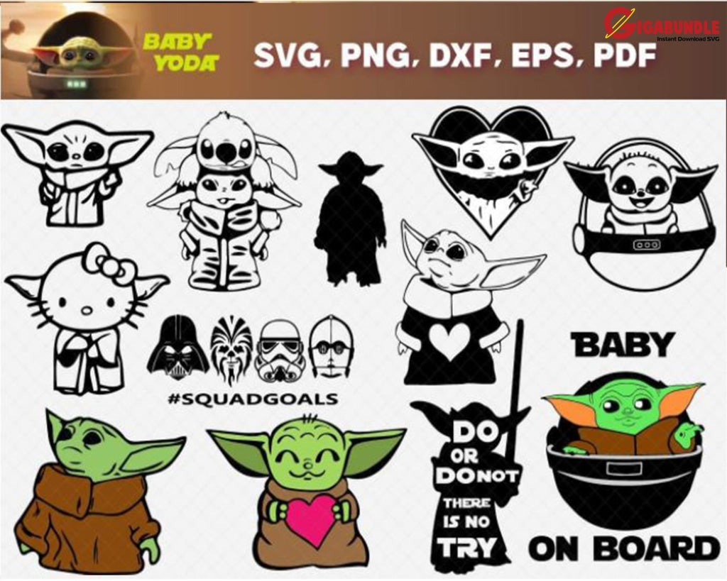 80+ Baby Yoda Bundle Svg Png Dxf Eps