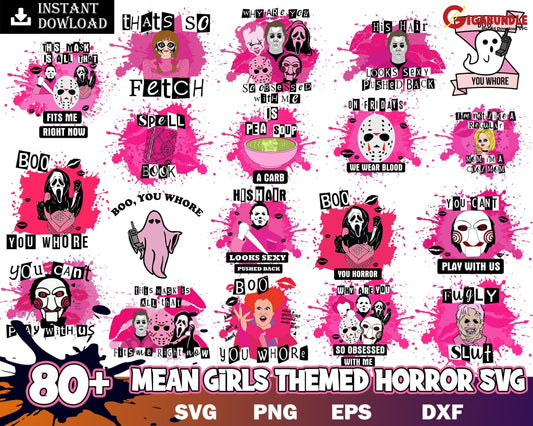 80+ Bundle Mean Girls Svg Girls Themed Horror Bundle Svg Horror Movies Png-Instant Download
