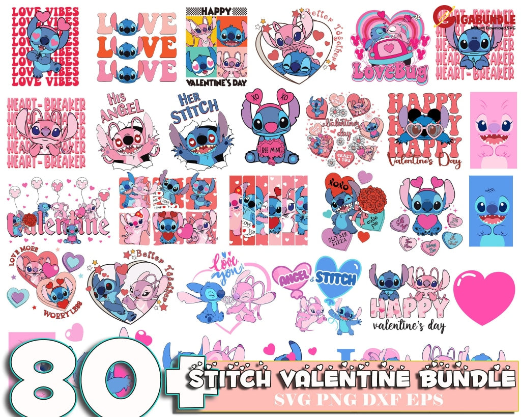 80+ Bundle Stitch Svg Angel And Love Valentines Stitch Love