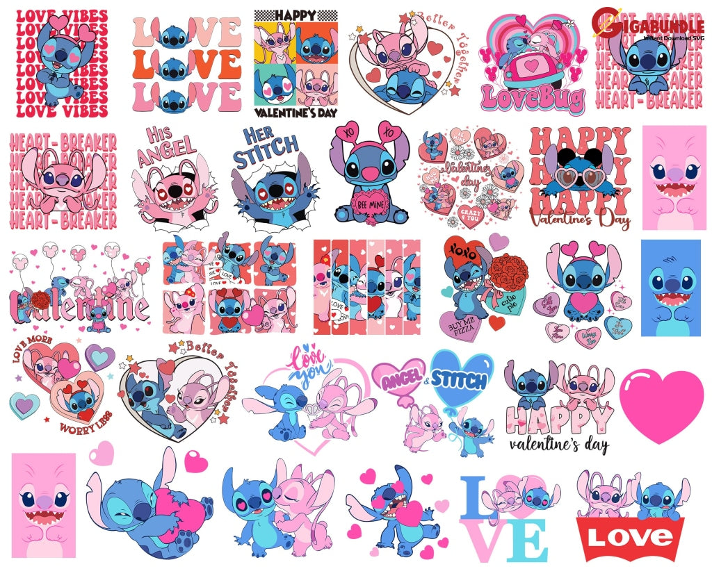 80+ Bundle Stitch Svg Angel And Love Valentines Stitch Love