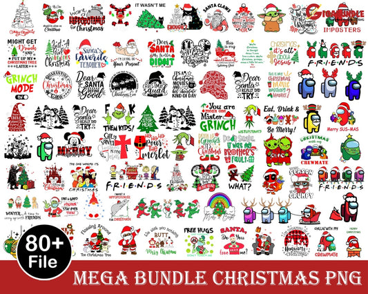 80+ Christmas Png Bundle Winter Santa Holiday Merry Funny Shirt