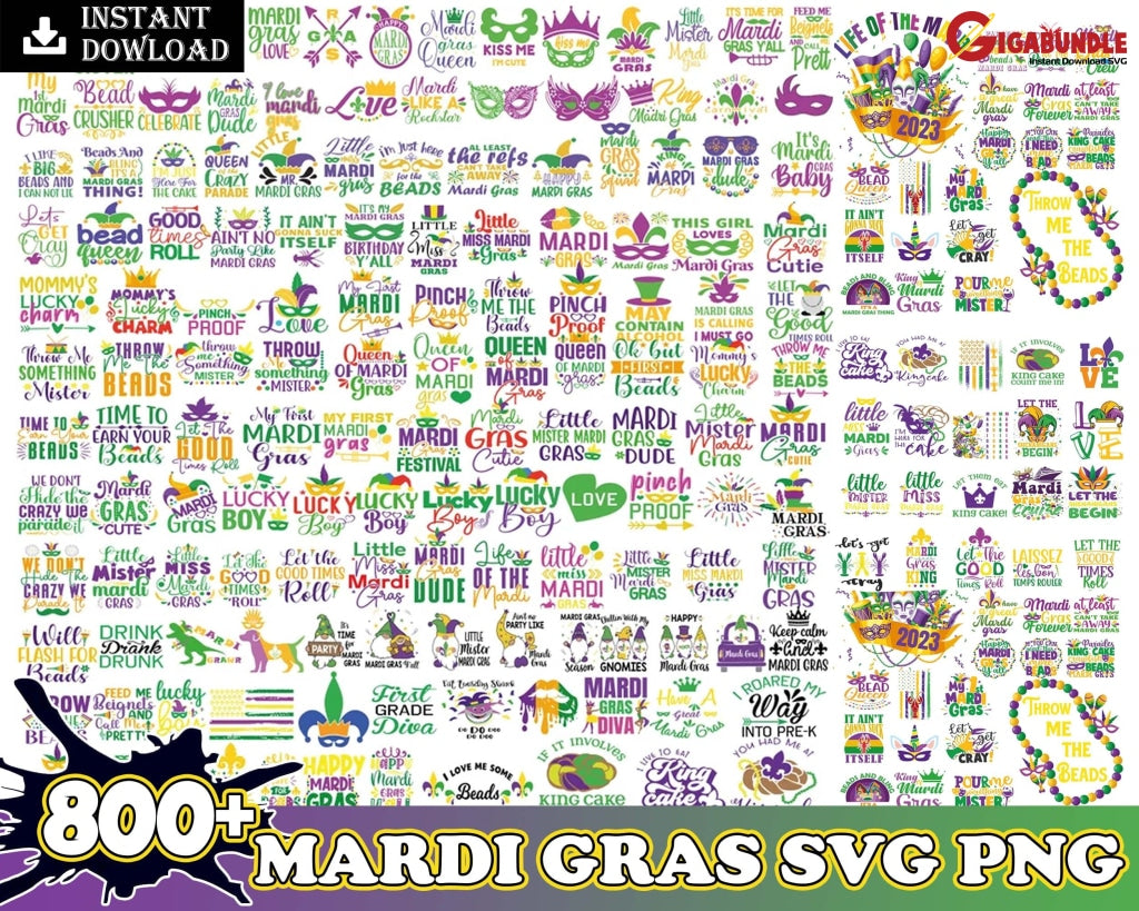 800+ Mardi Gras Svg Bundle Svg Fat Tuesday Carnival Shirt Silhouette Cricut Cut File