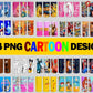 84 Cartoon Kids Tumbler Png Wrap Design Bundle | 20Oz Skinny Sublimation Design Anime Png Digital