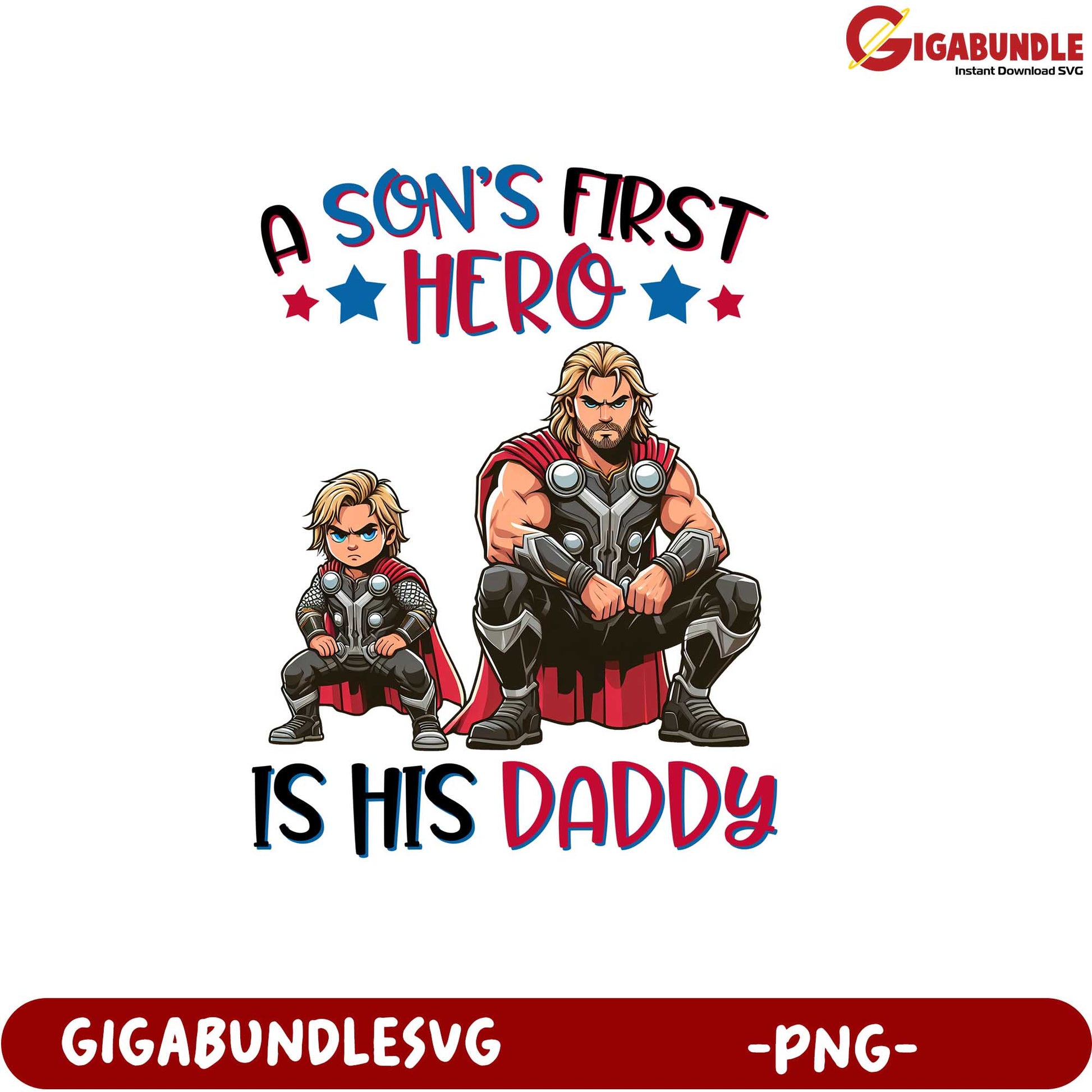 A Sons First Hero Design Featuring Father and Son in Superhero Theme PNG