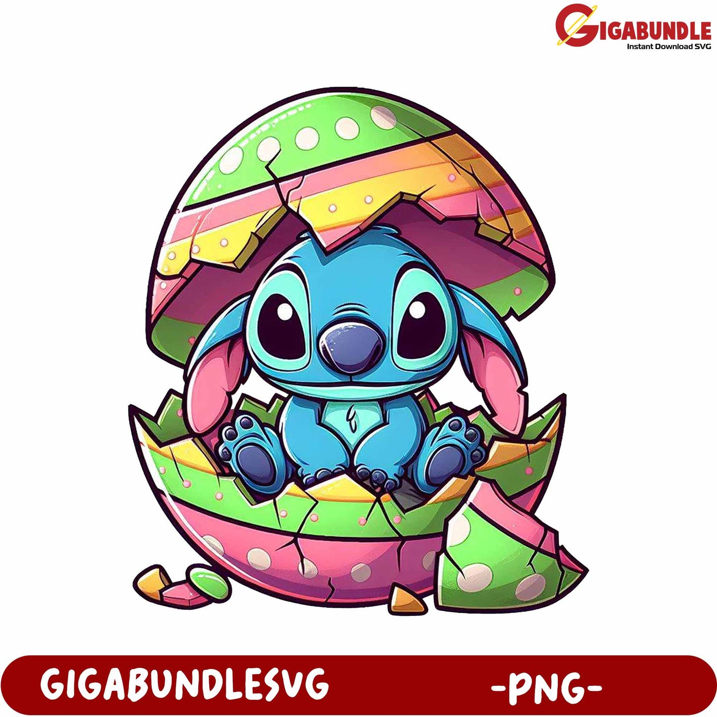 Adorable Blue Creature Hatching from Colorful Egg PNG Image