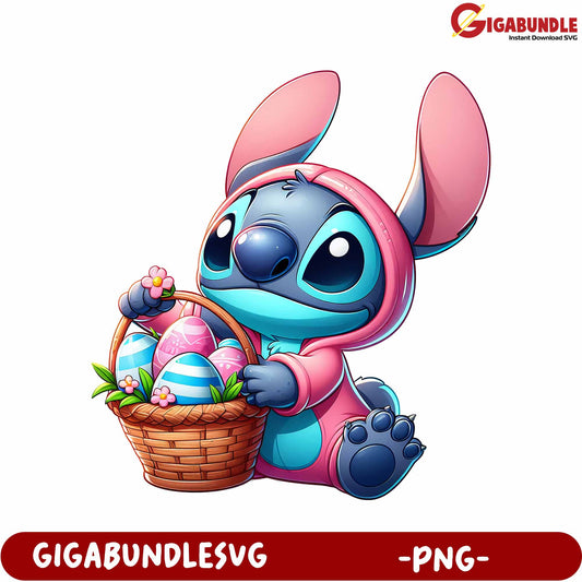 Adorable Bunny Character with Easter Eggs PNG Download