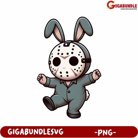 Adorable Bunny Character with Hockey Mask - PNG Downloadable Art