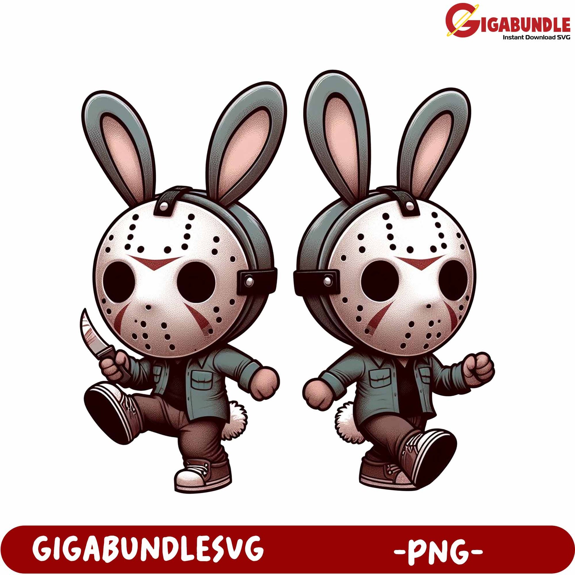 Adorable Bunny Character with Mask and Knife - PNG Download