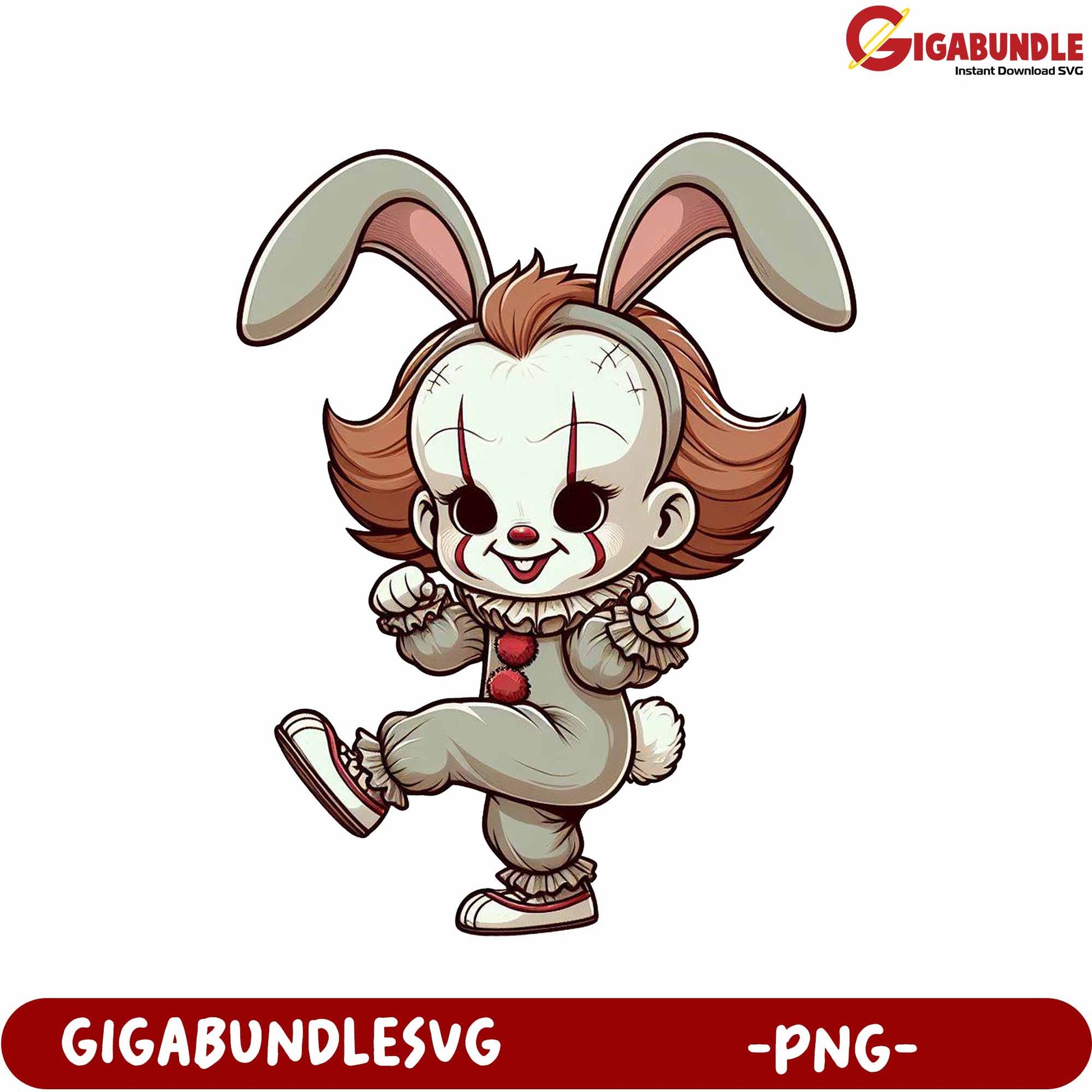 Adorable Bunny Clown PNG Design for Fun Crafts and Projects