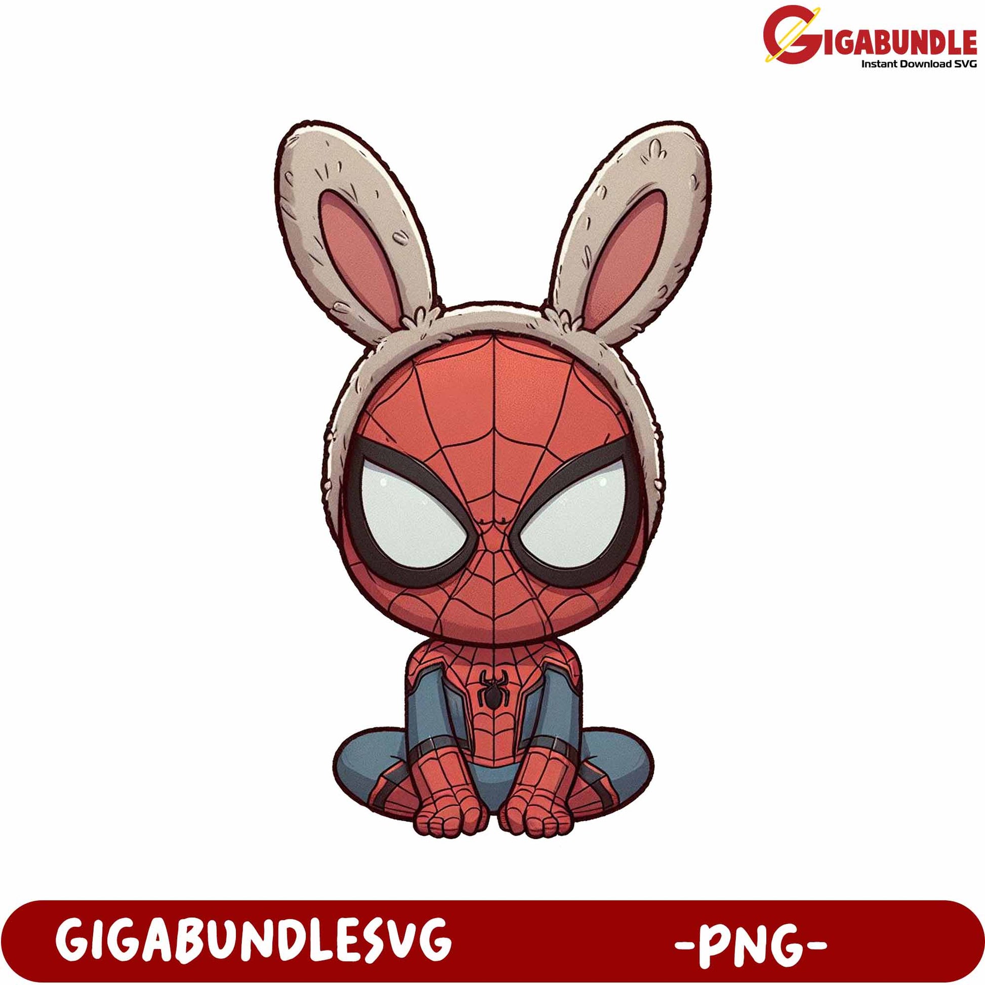 Adorable Bunny Hat Spider-Man Character PNG Downloadable Art