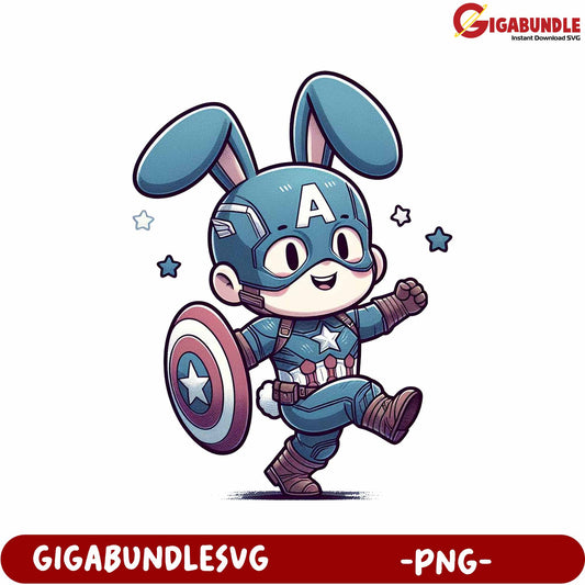 Adorable Bunny Hero Character PNG Downloadable Artwork