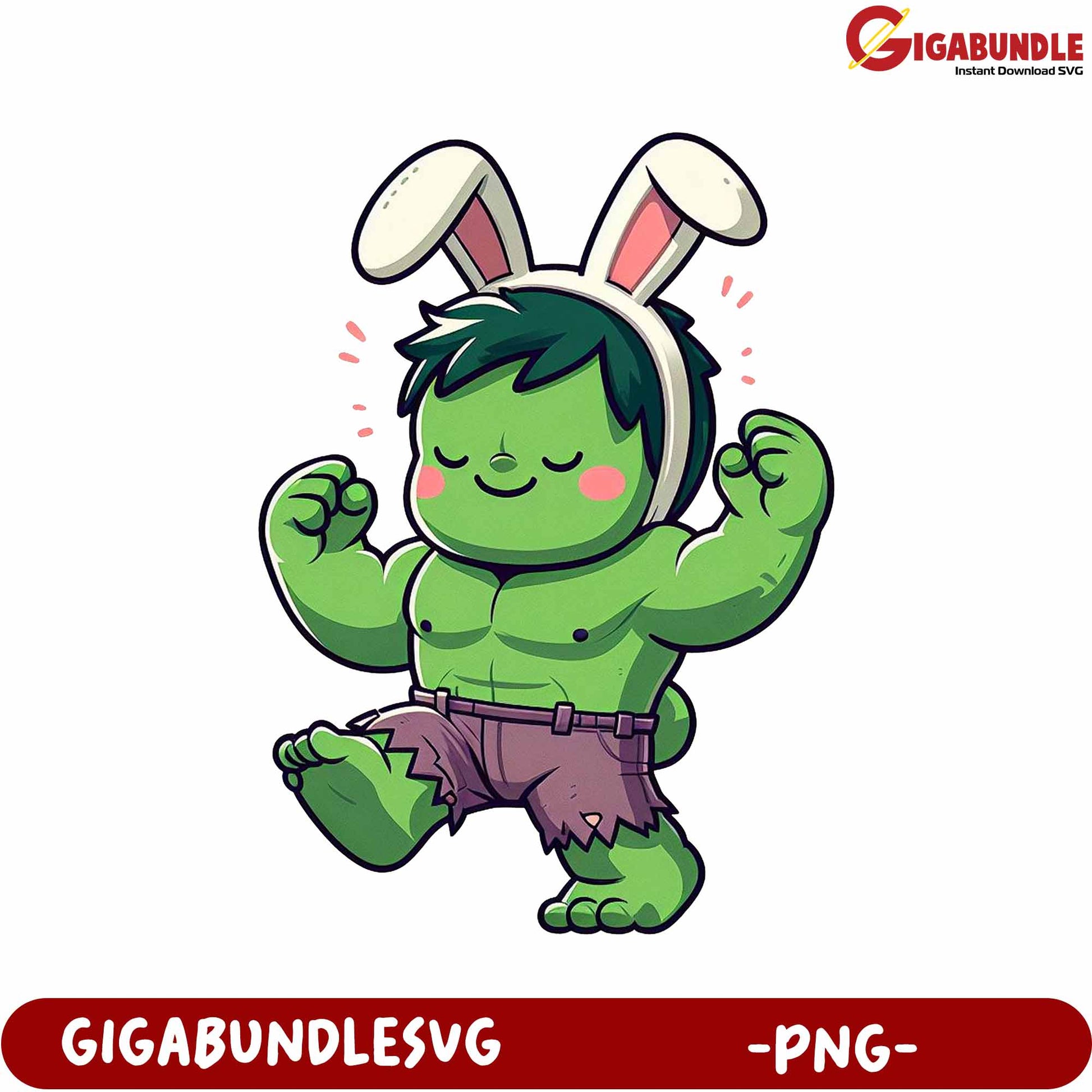 Adorable Bunny Hulk Character PNG for Fun Design Projects