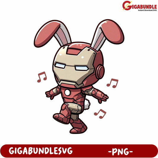 Adorable Bunny Iron Character PNG for Fun Designs and Crafts