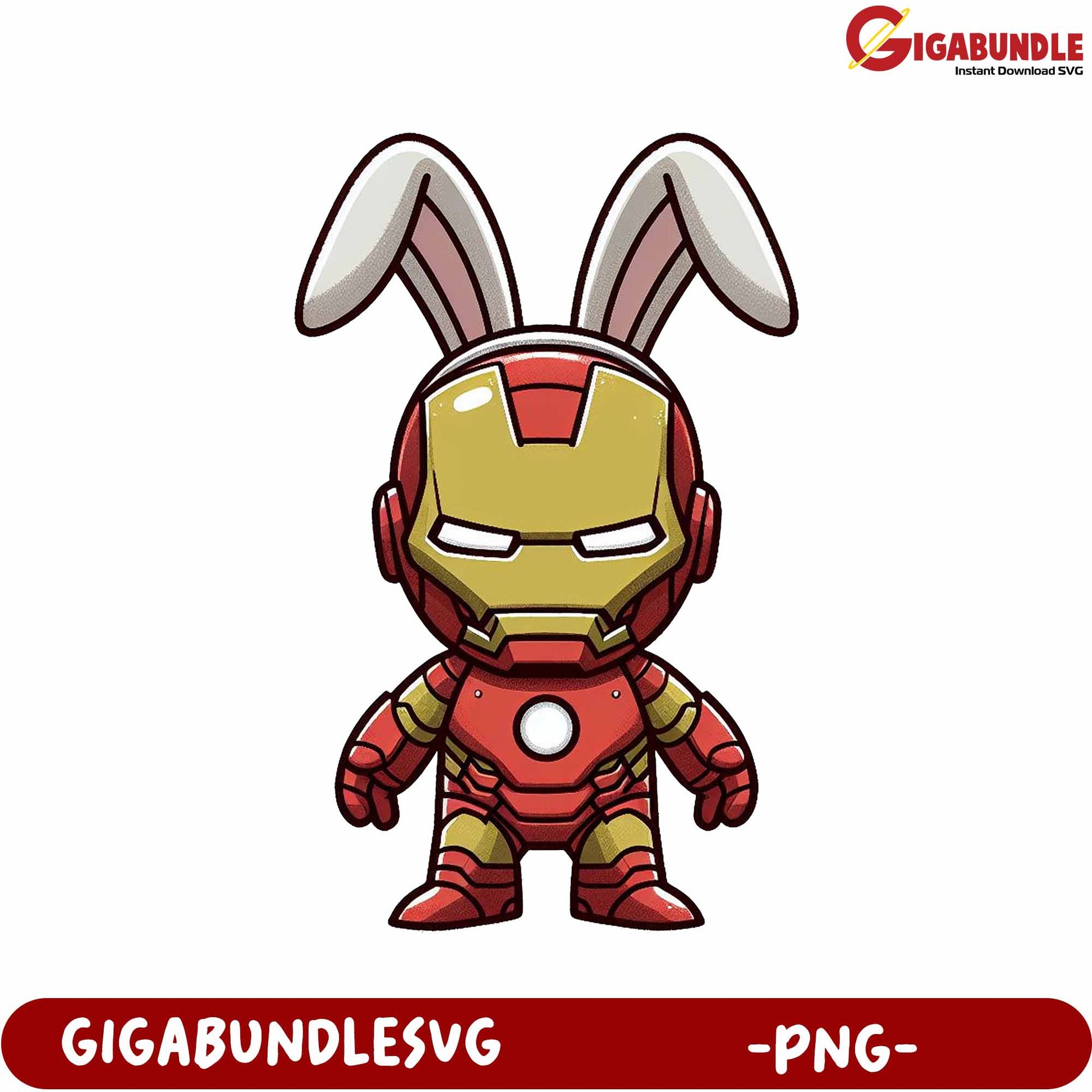 Adorable Bunny Iron Man Character PNG Digital Download Art