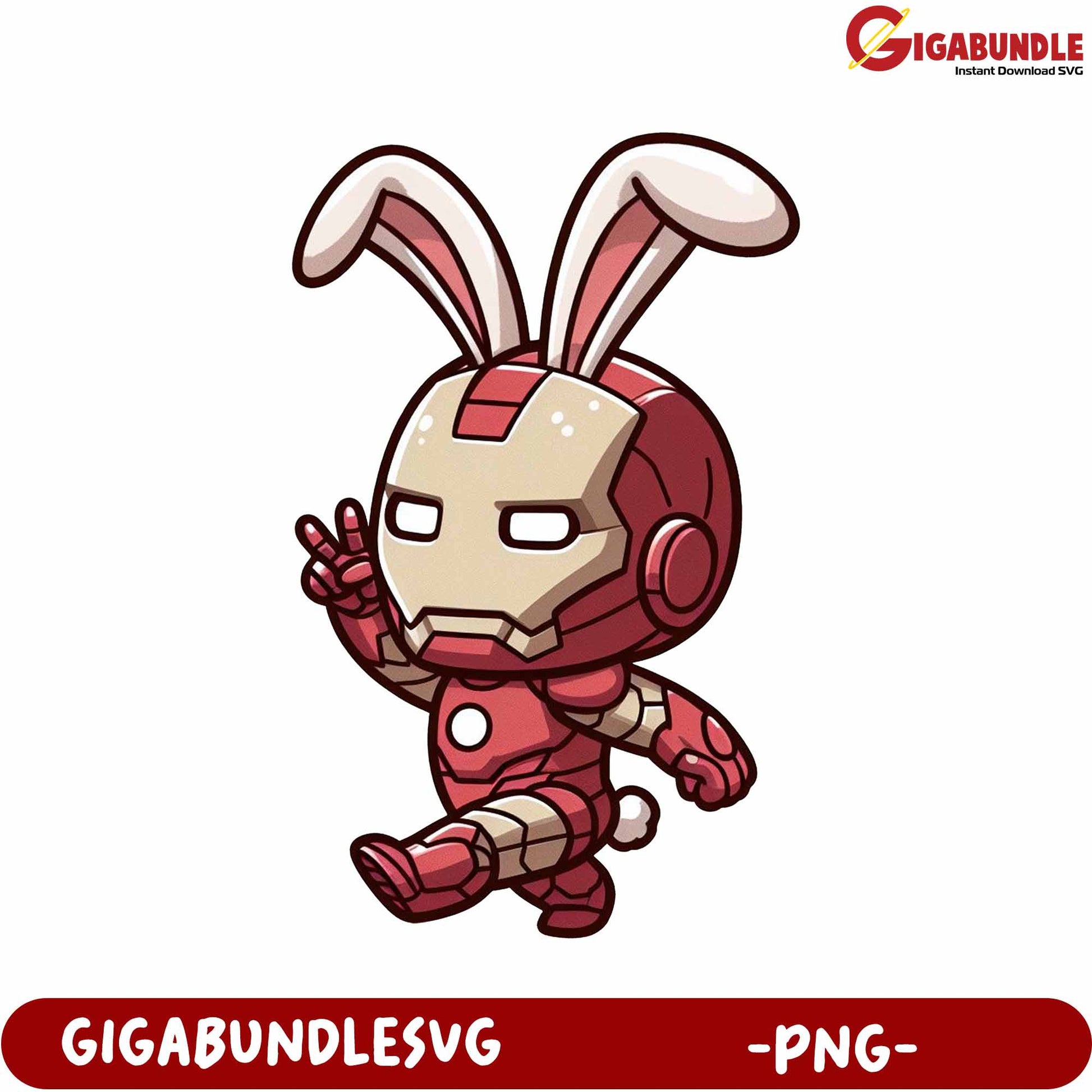 Adorable Bunny Iron Man Character PNG for Creative Projects