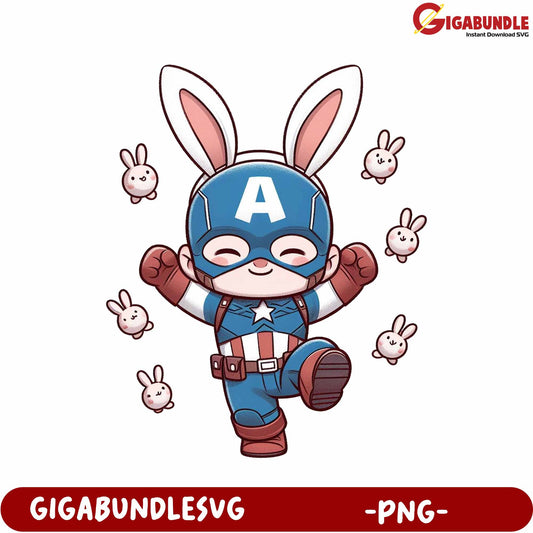 Adorable Bunny Superhero Character - Fun PNG Design for Kids