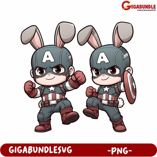 Adorable Bunny Superhero Character Clipart - PNG Format Download