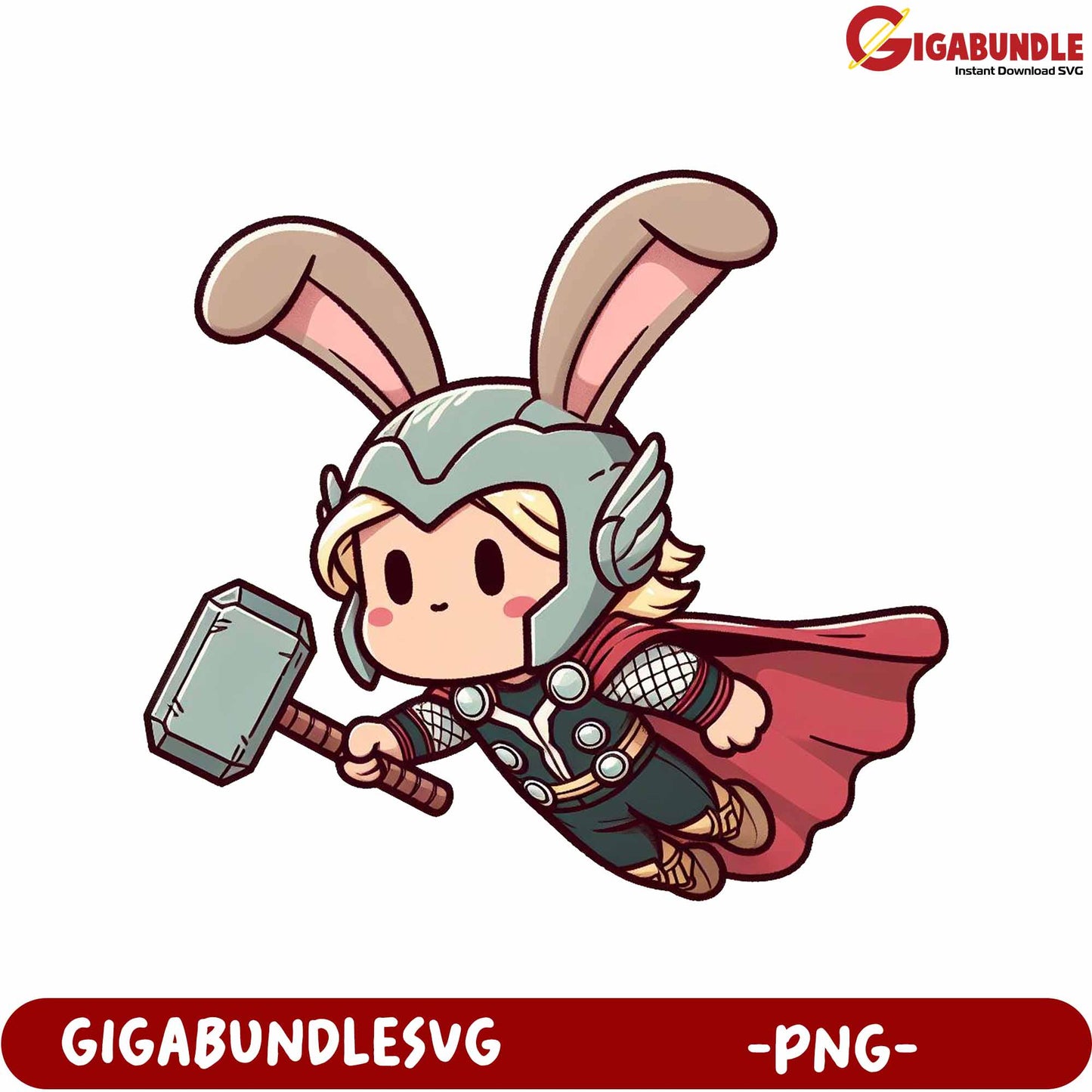 Adorable Bunny Thor Character PNG for Creative Projects