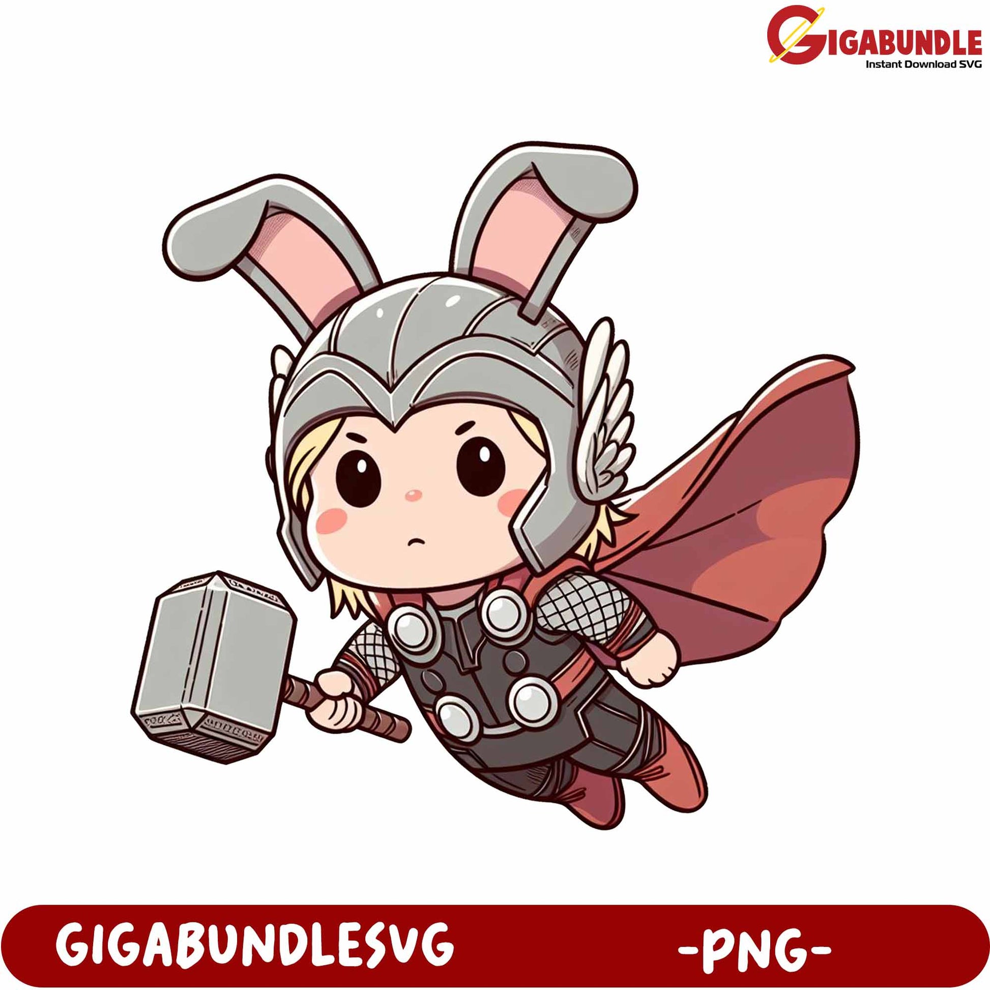 Adorable Bunny Thor Character PNG for Cute Design Projects