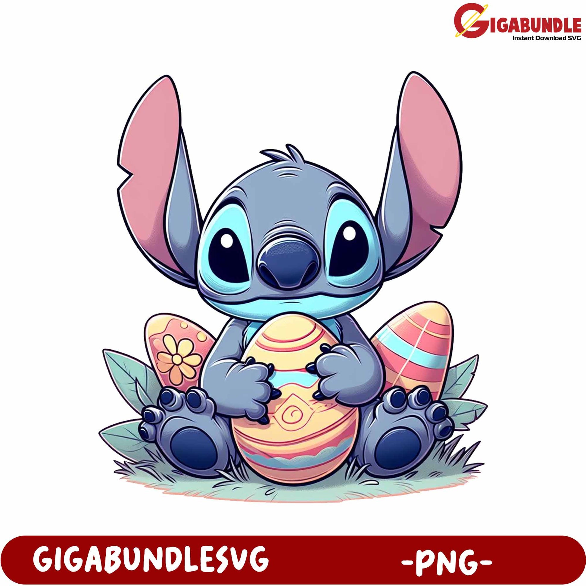 Adorable Cartoon Character Holding Colorful Easter Eggs PNG