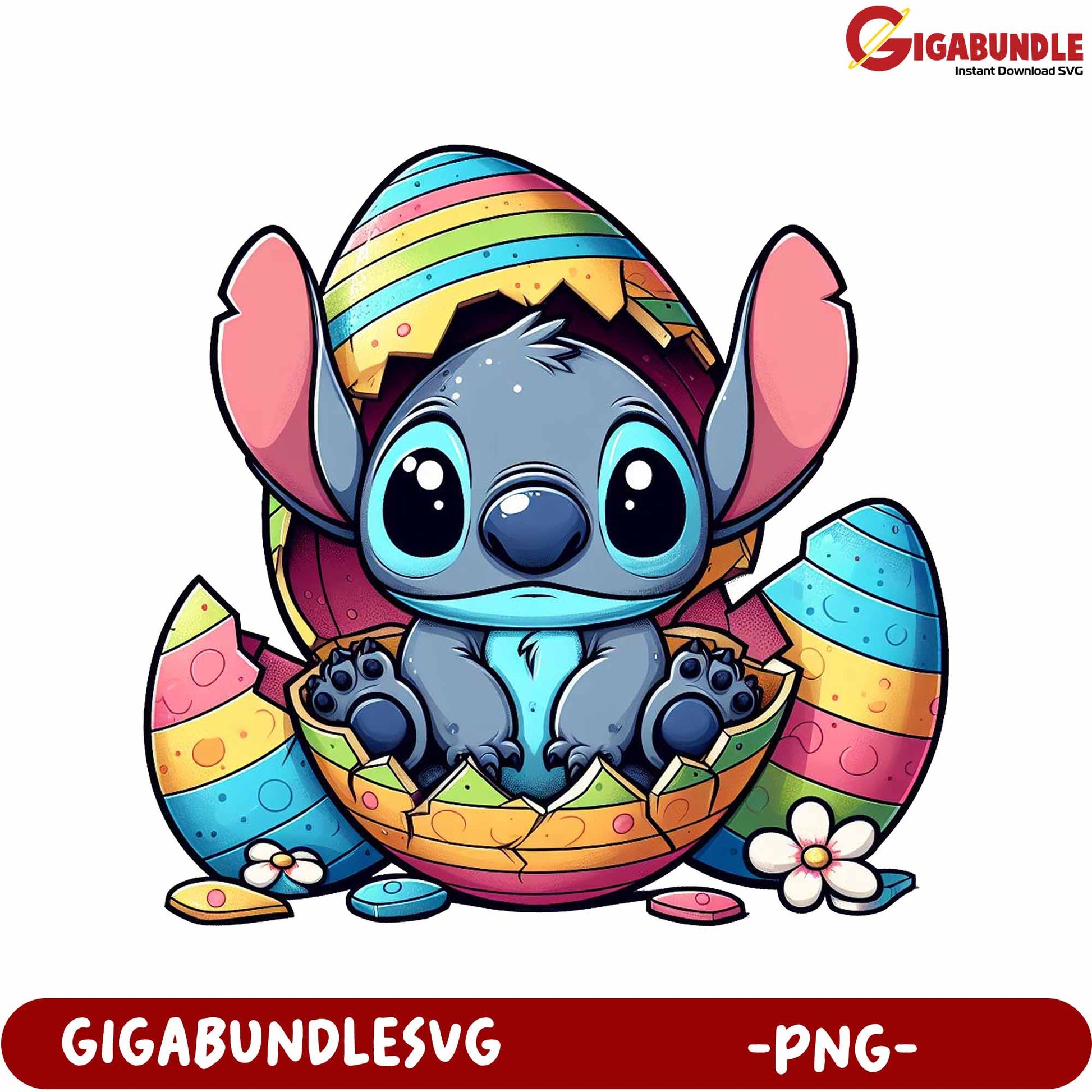 Adorable Cartoon Character in Colorful Easter Egg Shell PNG