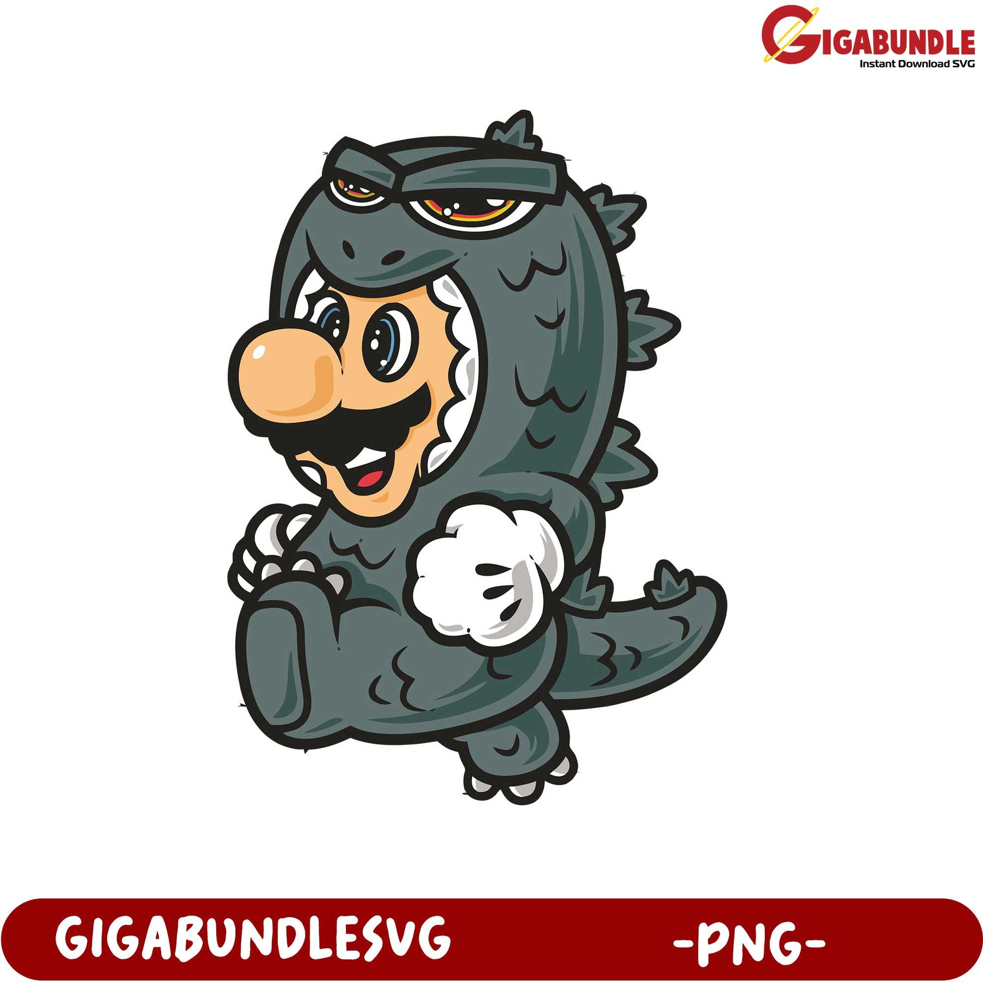 Adorable Cartoon Character in Godzilla Costume PNG Downloadable Image