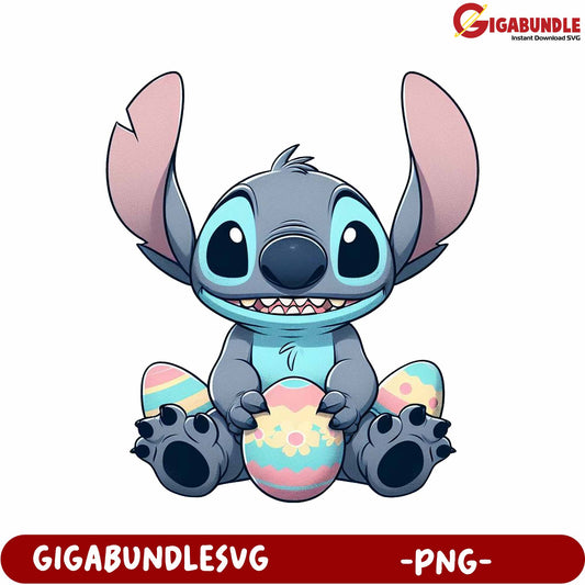 Adorable Cartoon Creature Holding Easter Eggs PNG Image File