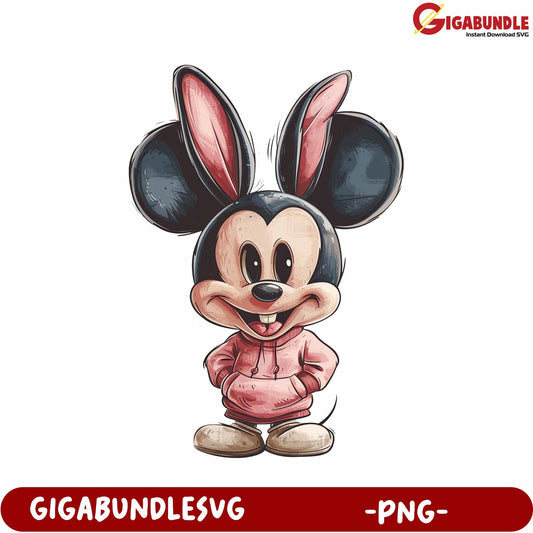 Adorable Cartoon Mouse Character PNG Illustration for Kids