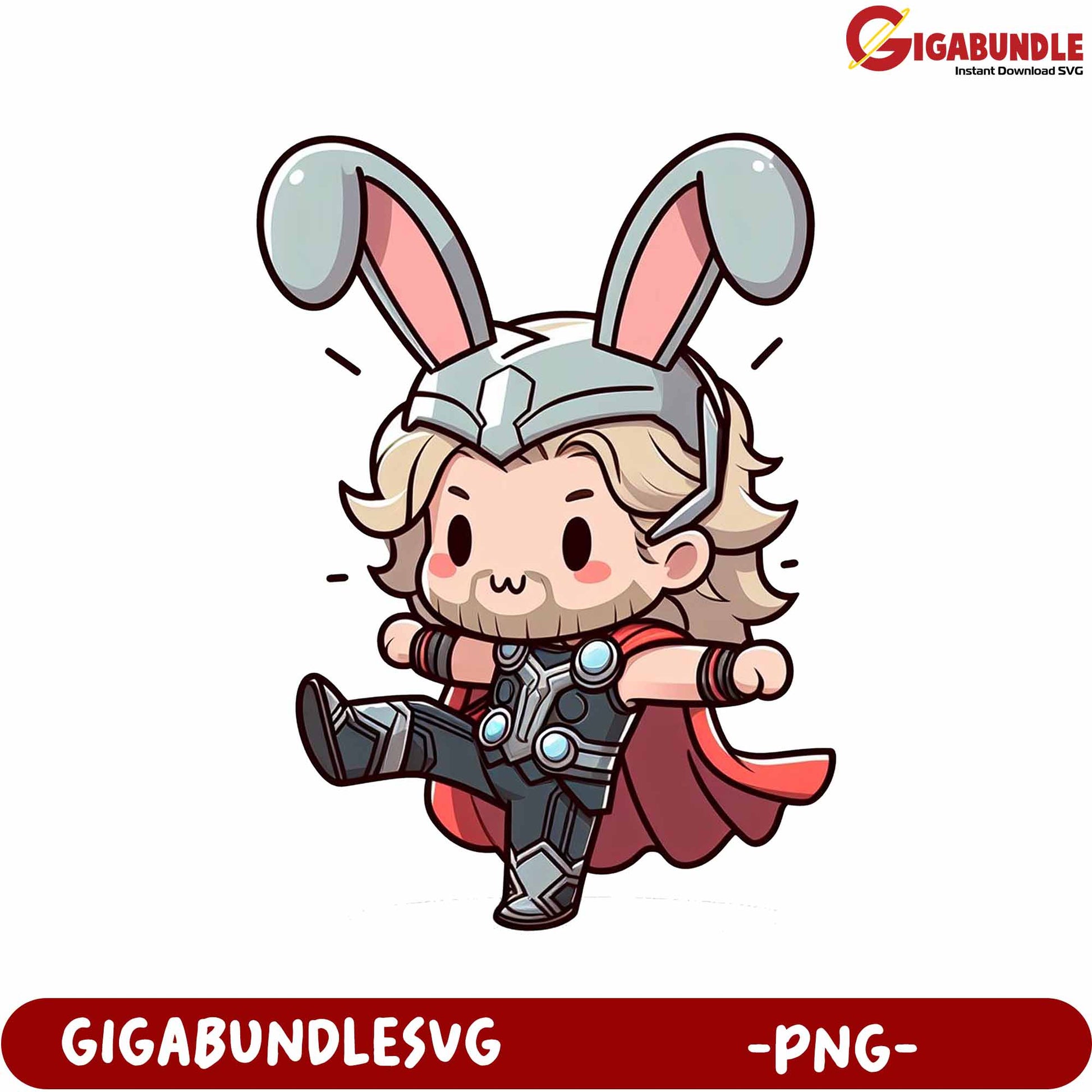 Adorable Cartoon Thor Bunny PNG for Creative Projects