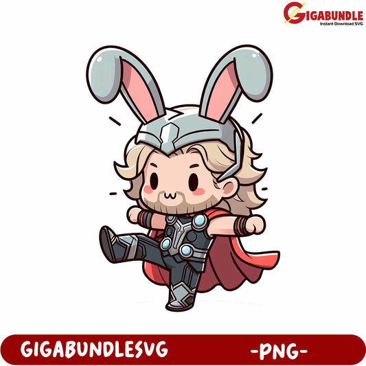 Adorable Cartoon Thor Bunny PNG for Creative Projects