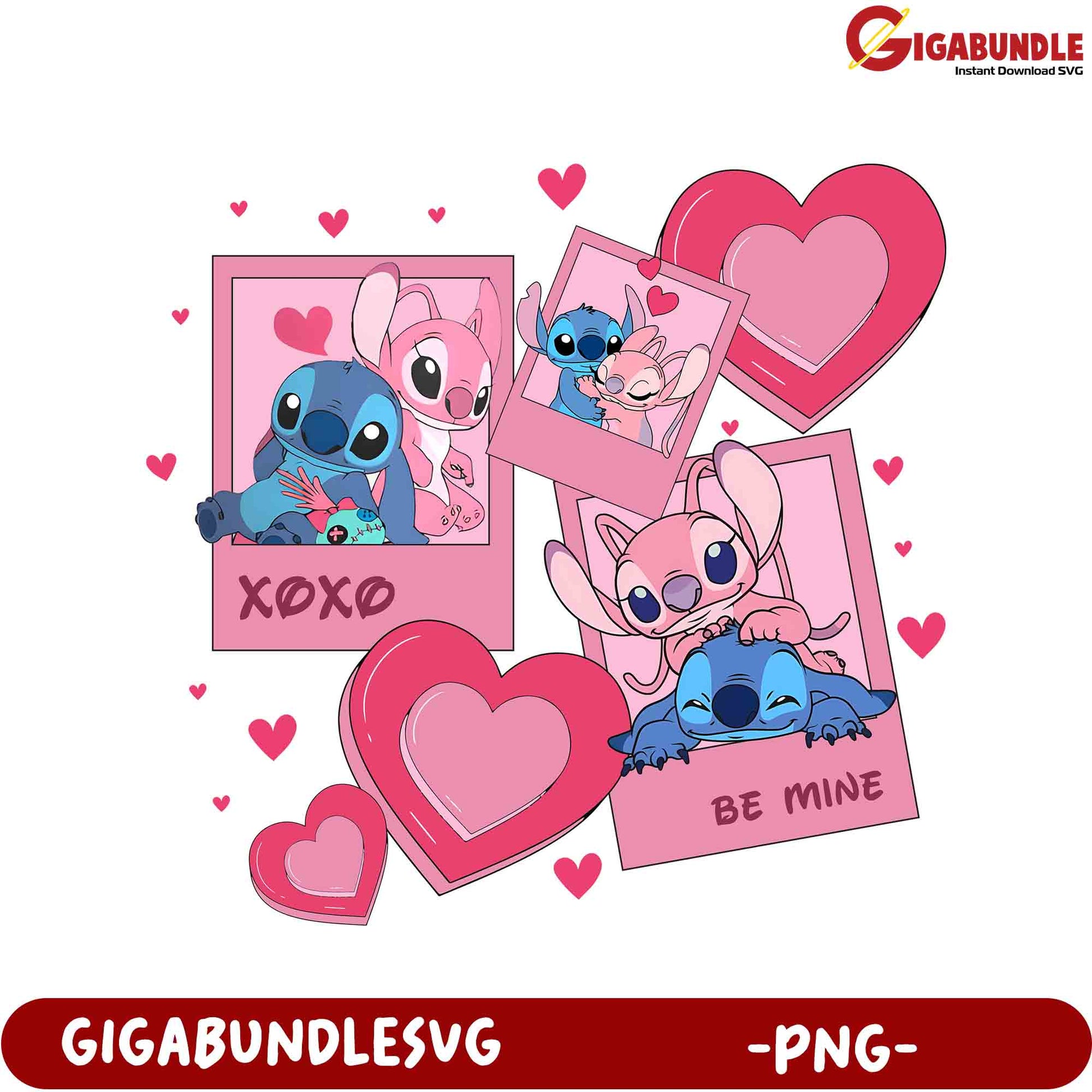 Adorable Disney-Inspired Love PNG XOXO Hearts Art Design