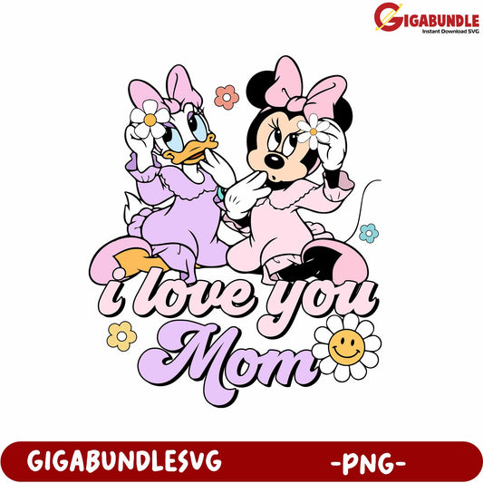 Adorable Disney Cartoon Love You Mom PNG File for Mother's Day