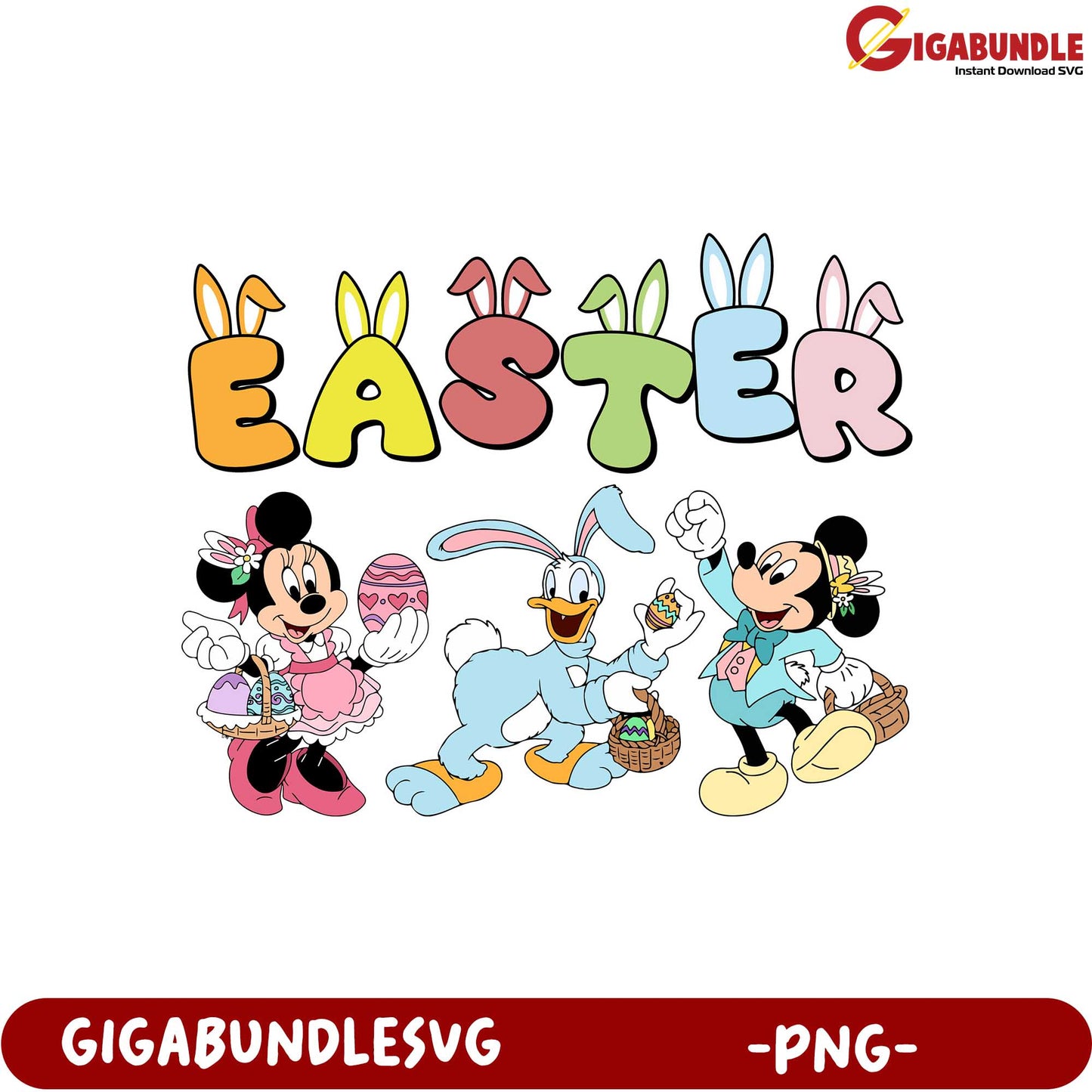 Adorable Disney Easter PNG Design with Mickey and Friends