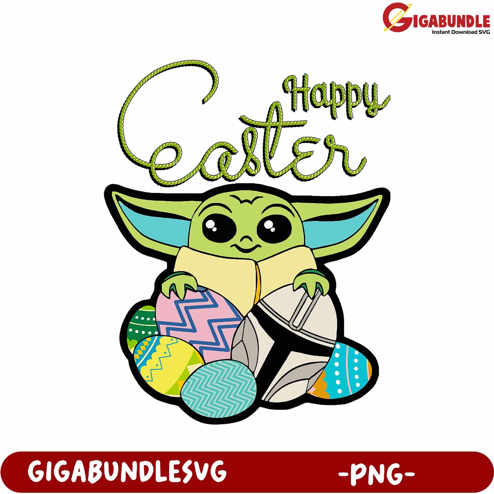 Adorable Easter Baby Yoda PNG Graphic for Spring Celebrations