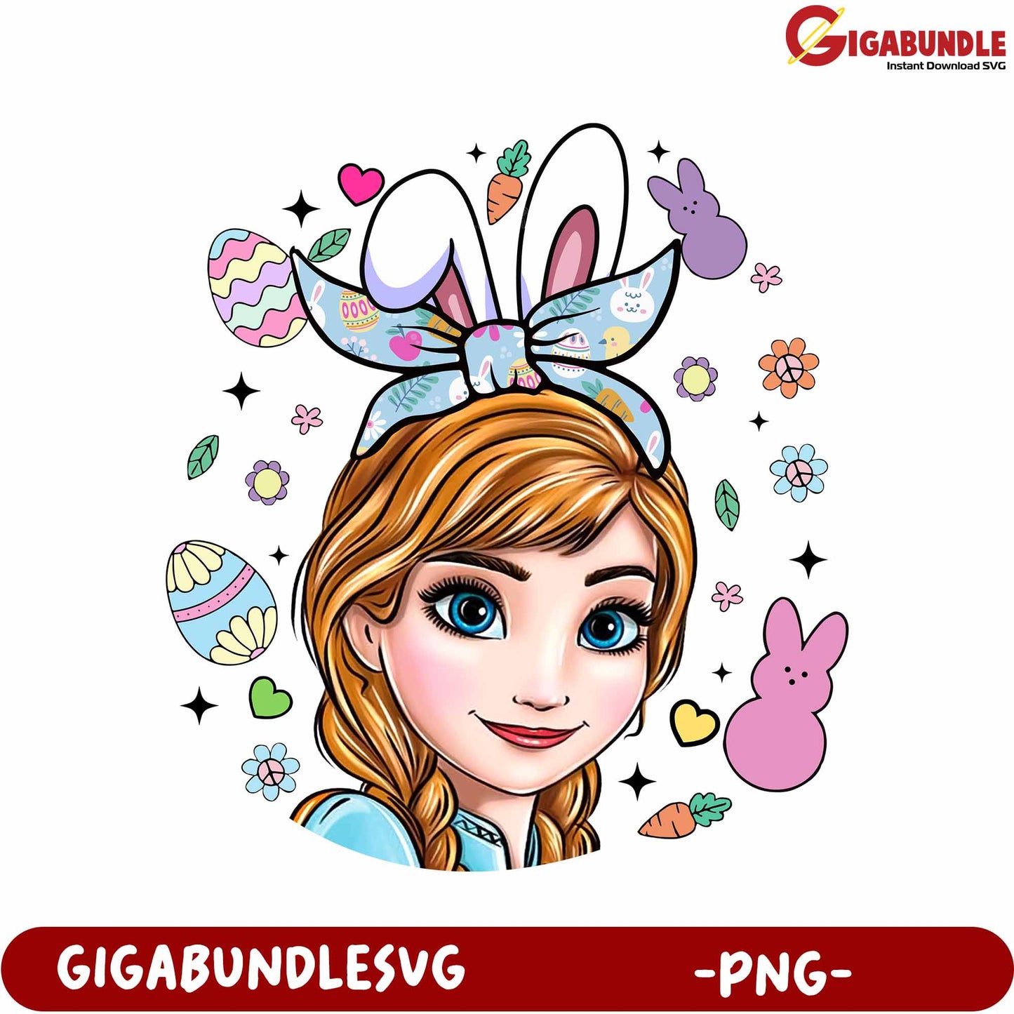 Adorable Easter Bunny Girl PNG Graphic for Creative Projects