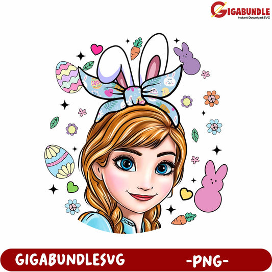 Adorable Easter Bunny Girl PNG Graphic for Creative Projects