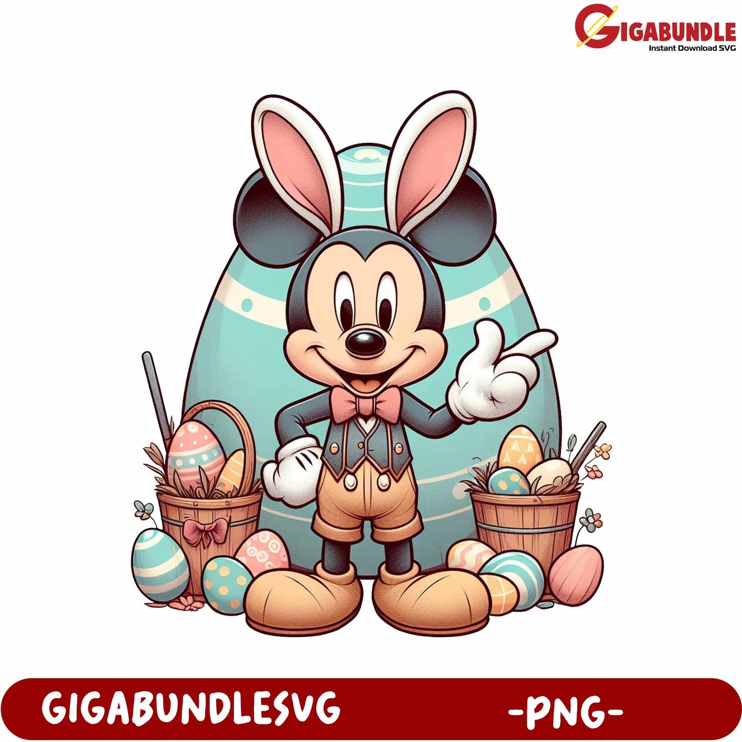 Adorable Easter Bunny Mickey Mouse PNG for Fun Celebrations