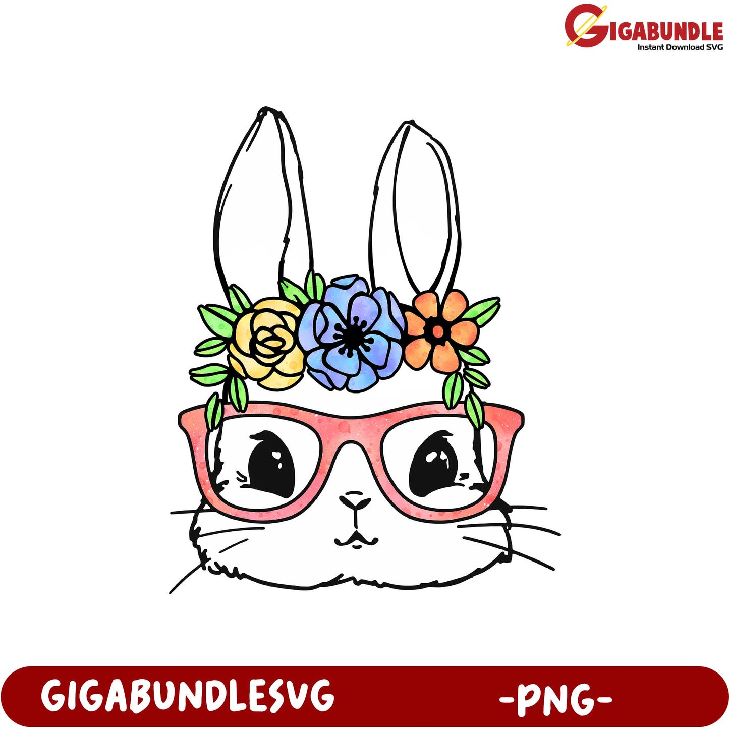 Adorable Floral Bunny PNG – Cute Rabbit Design for Crafts