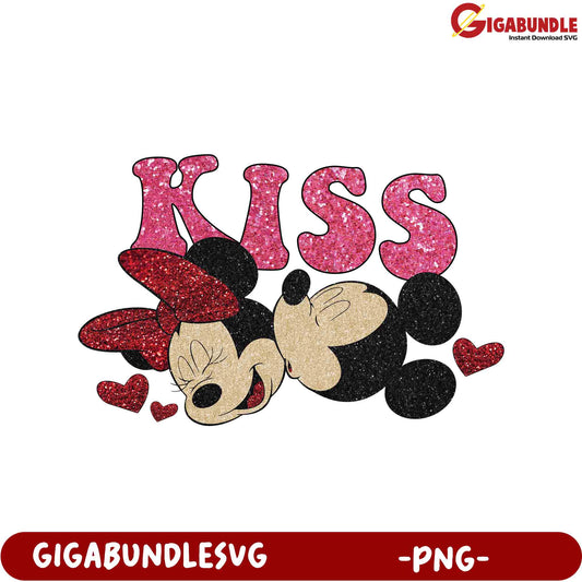 Adorable Glittery Mickey Mouse Kiss PNG - Perfect for Valentine’s Crafts