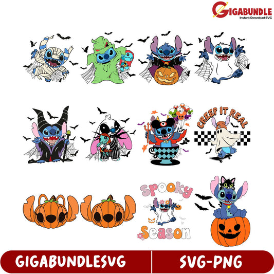 Adorable Halloween SVG Bundle Featuring Stitch Characters