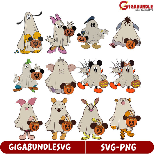 Adorable Halloween SVG Bundle of Iconic Ghost Characters