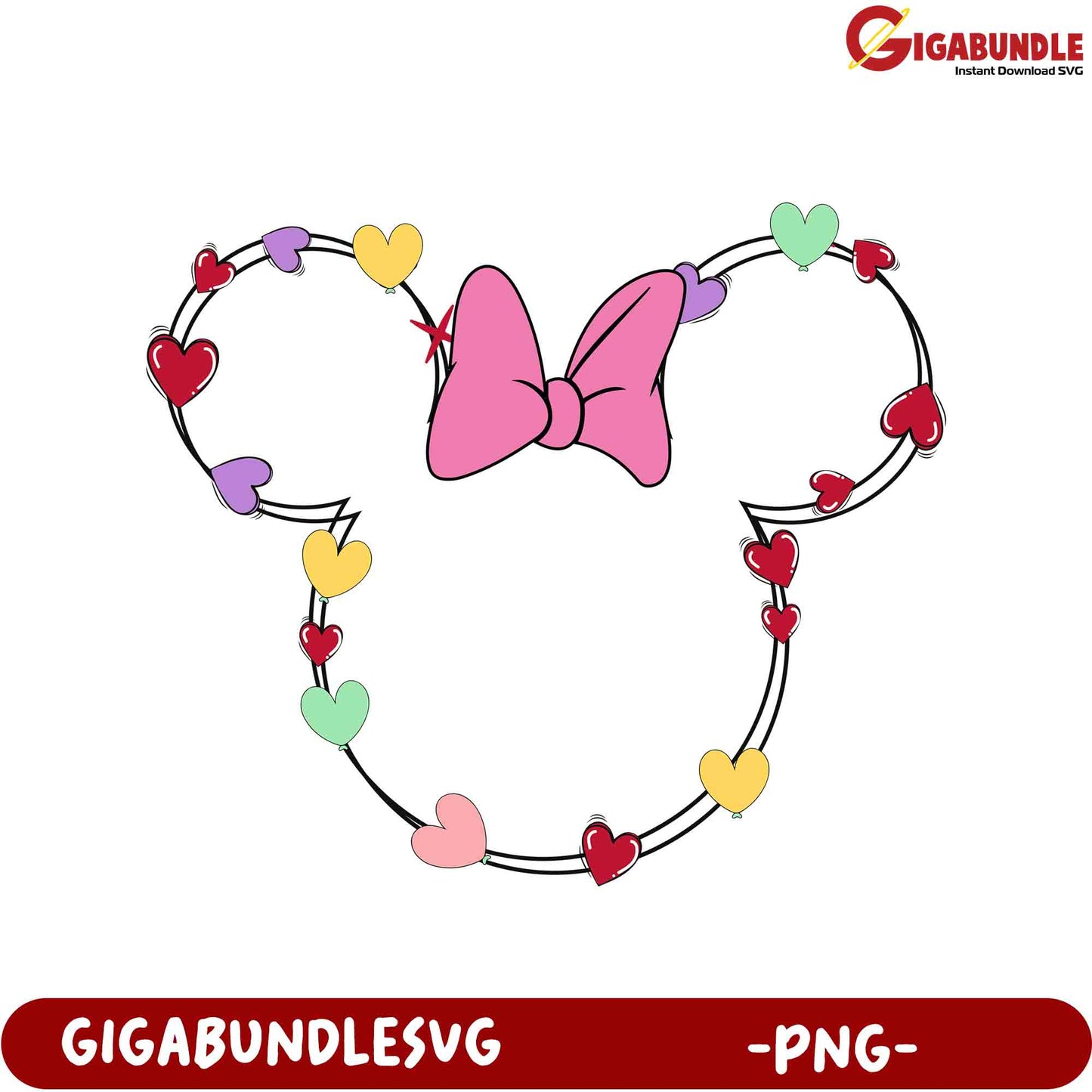 Adorable Heart & Bow PNG Graphic for Cute DIY Crafts and Projects