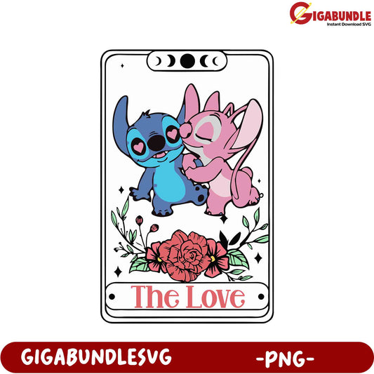 Adorable Love Design with Stitch and Angel - Cute PNG Art Print