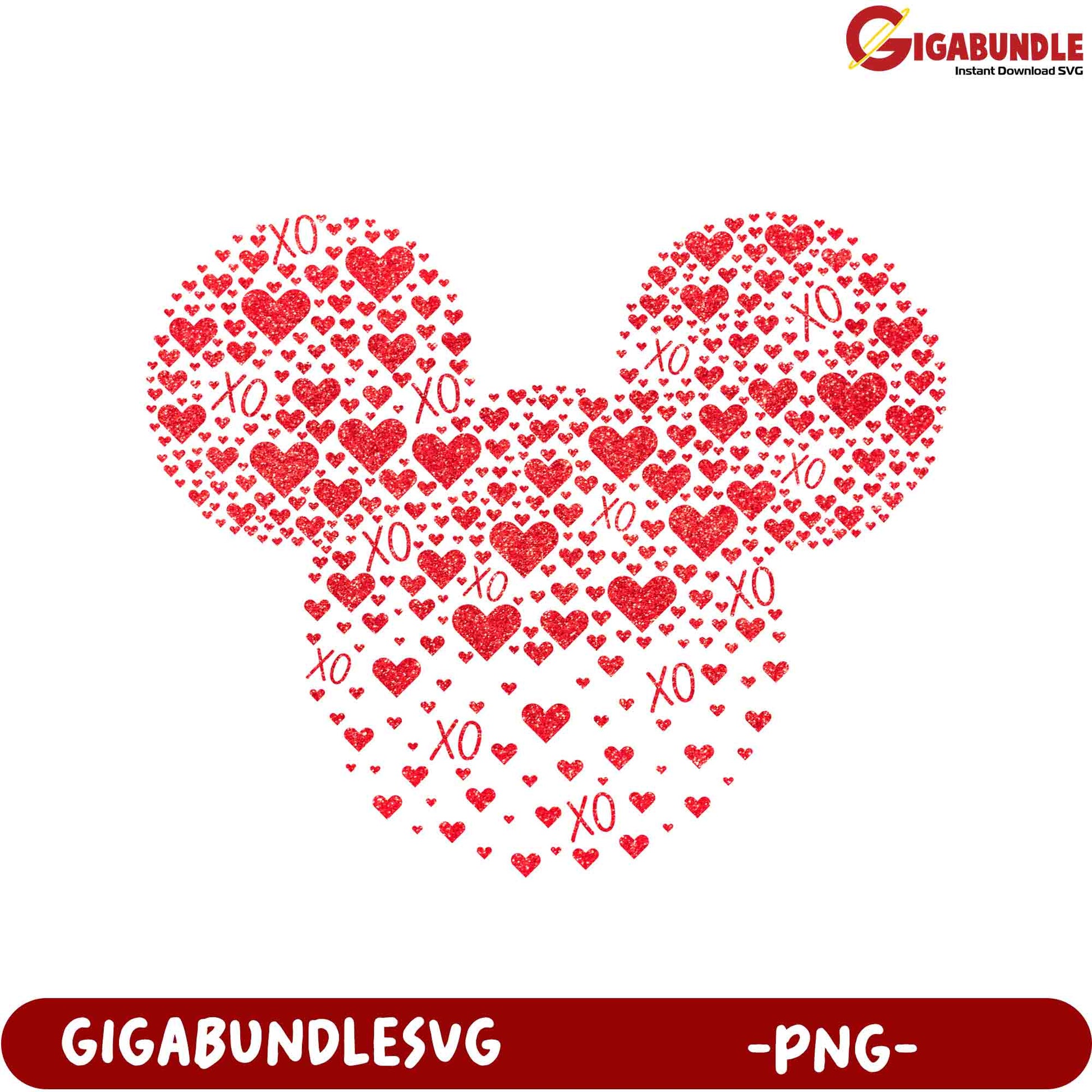 Adorable Mickey Mouse Hearts PNG Design for Cute Craft Projects