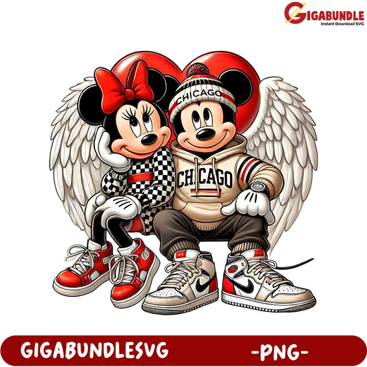 Adorable Mickey and Minnie Character PNG - Cute Vintage Chicago Design