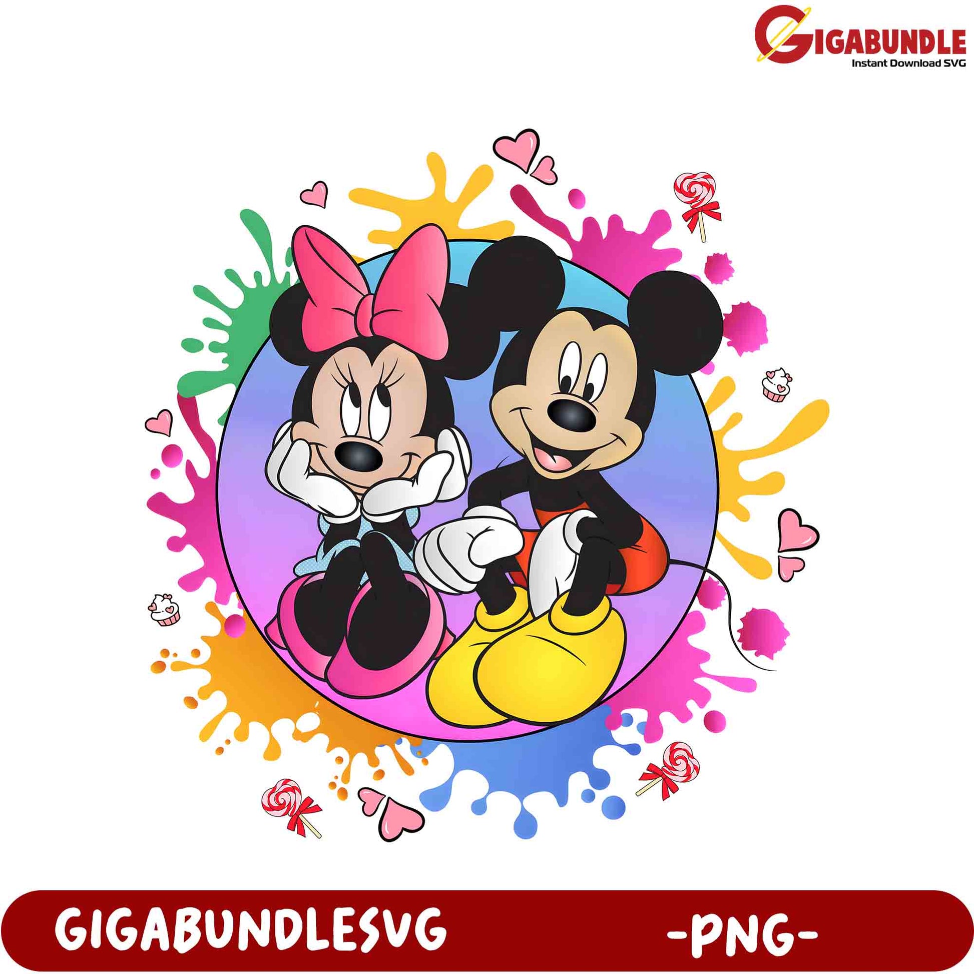 Adorable Mickey and Minnie Mouse PNG Design for Printing and Crafts