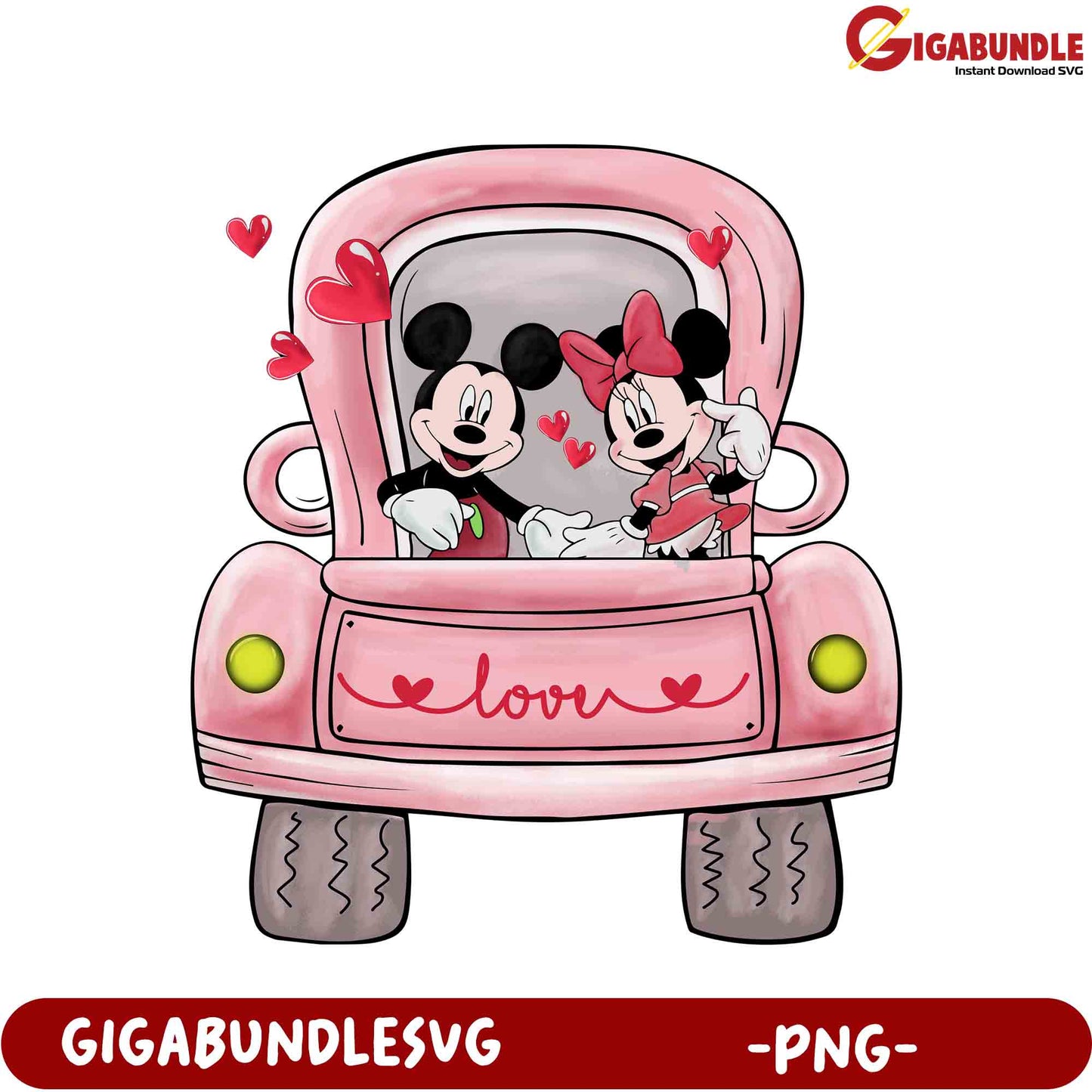 Adorable Mickey and Minnie Mouse in Love – Cute PNG Design for You