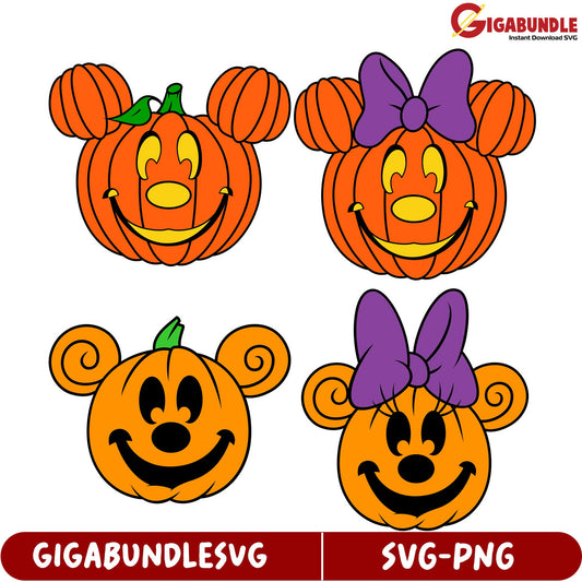Adorable Mickey and Minnie Pumpkin SVG Bundle for Halloween